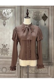 Miss Point Classic Chocolate Juliet Sleeve Blouse(Reservation/4 Colours/Full Payment Without Shipping)